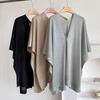 Latest Design Knitted Cloak Women V-neck Solid Color One Button Shawl Simple Fashion Soft Thin Sunscreen Coat Female Scraf