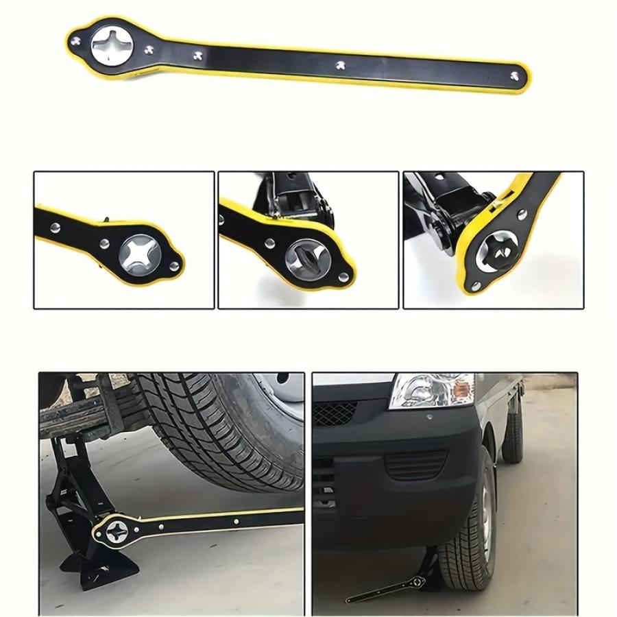 Effortless 360° Ratchet Jack Wrench - Long Handle, Rust-Resistant, Ideal for Car & SUV Tire Changes