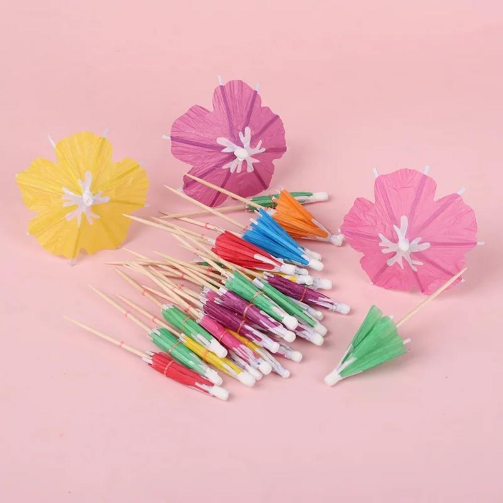 50pcs Mini Dessert Cake Sticks Cupcake Toppers Food Fruit Picks  For Hawaiian
