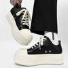 2025 Brand Men Platform Shoe Women Genuine Black Shoe Thick Sole 6 Cm Black r Lace-up Low-top High Quality Flat Sneaker