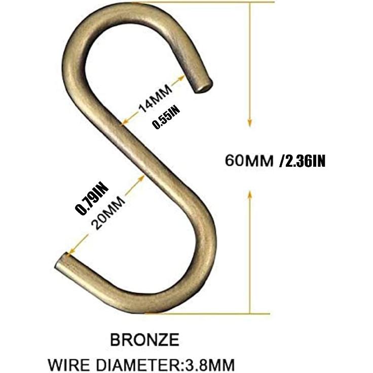 TOPIND 20 Pack 2.4in S Hooks, Steel S Hanging Hooks Heavy Duty Hooks Hanger for Kitchen Work Shop Bathroom Garden, Pan Pot Rack Hooks, Closet Hooks,