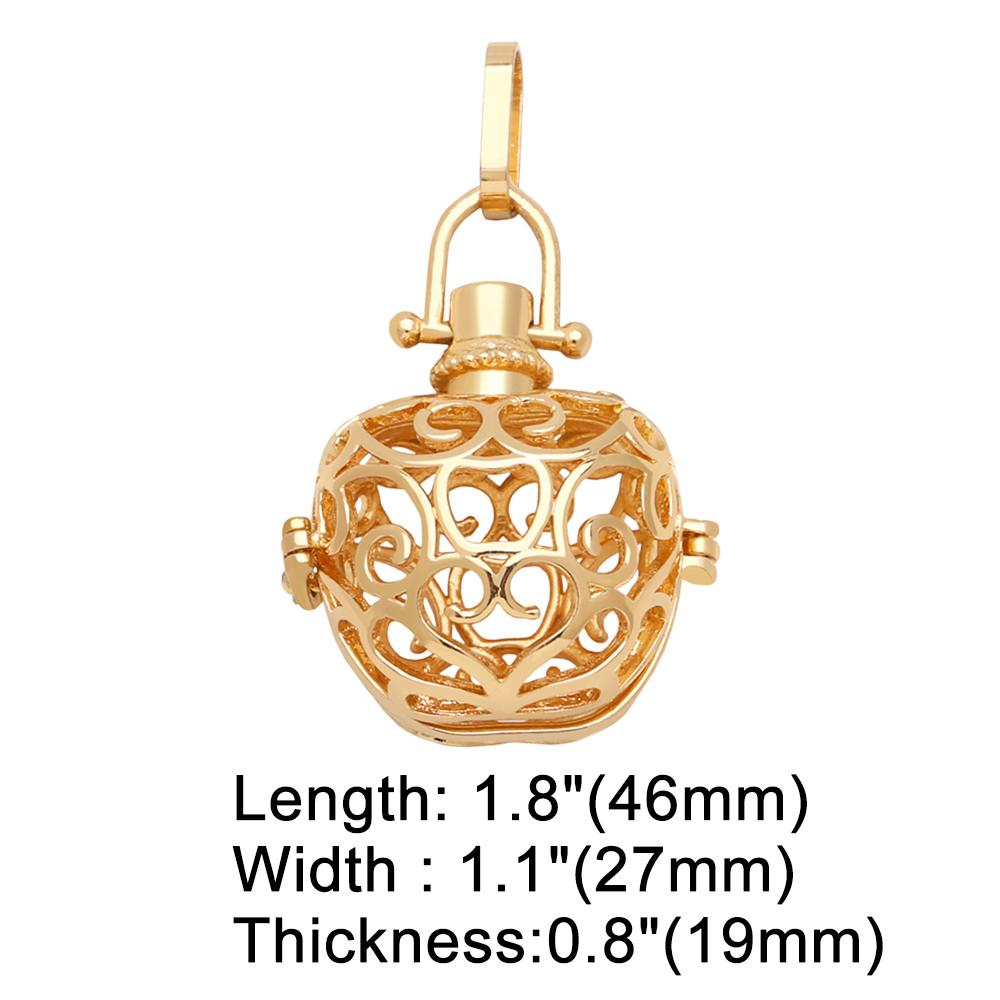 

OCESRIO Hollow Heart Harmony Ball Necklace Pendant for Pregnancy Women Copper Gold Plated Wishing Ball Jewelry pdtb409 золотой