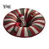 Soft Imitation Cashmere Rug Round Christmas Rug, 39" Santa Snowflake Pattern, Non Slip Carpet Holiday Area for Home Living Room Bedroom Decor Washable