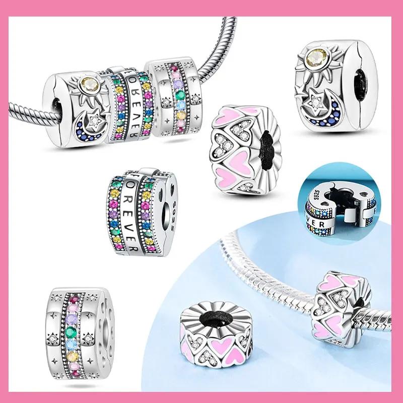 Pink Heart Charms Copper Galaxy Beads Bracelet Making Supplies Diy Handmade Jewelry Birthday Gift For Girls