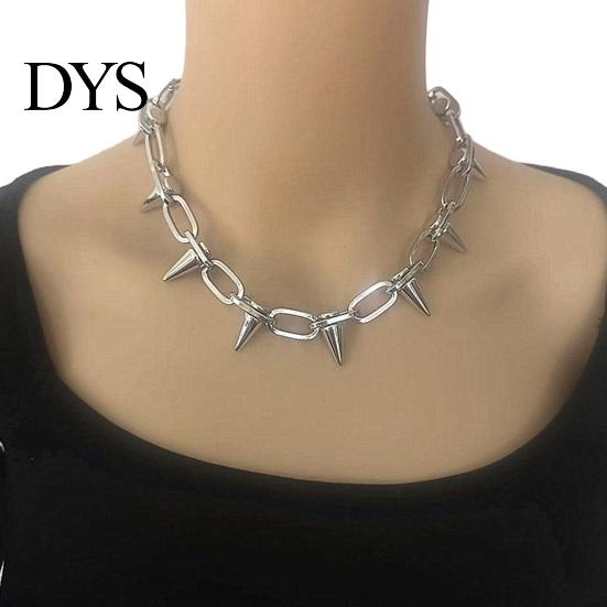 Stylish Alloy Necklace Spike Choker for Women Men Goth Punk Metal Charming Neck Jewelry Chain Rock Night Club Rivet Hypoallergenic