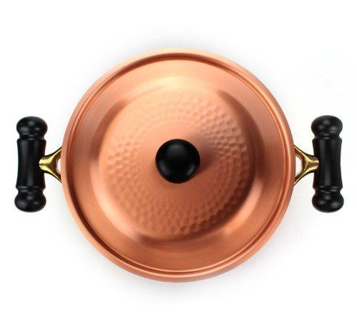 Shinko Metal Copper 22cm Antique Hammered Deep Pot, Induction Cookware, IH-103