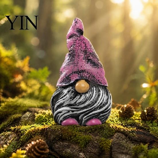 Miniature Landscaping Pieces Colorful Hat Gnome Resin Statue, Faceless Dwarf Figurine with Wrinkled Hat, Christmas Gifts Waterproof Garden Ornament,
