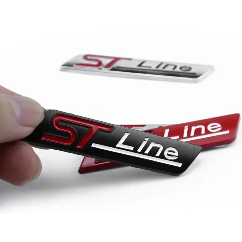 BAZN3 3D Metal STline Letter Rear Trunk Fender Emblem Badge Car Sticker For Ford Focus 2 3 4 ST Mondeo Fiesta Kuga Ecosport Explorer
