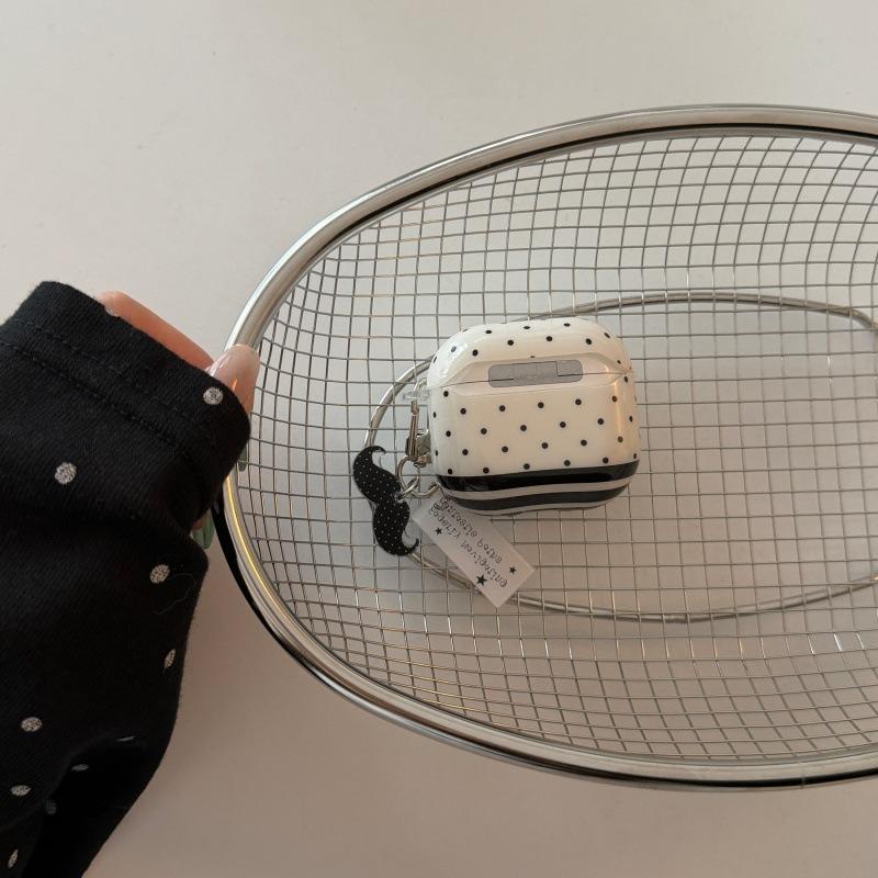Black and White Polka Dot Stripes Are Suitable for Apple AirPods 1st Generation Protective Case Pro1 Bluetooth Headset Case Pro1 Generation Simple