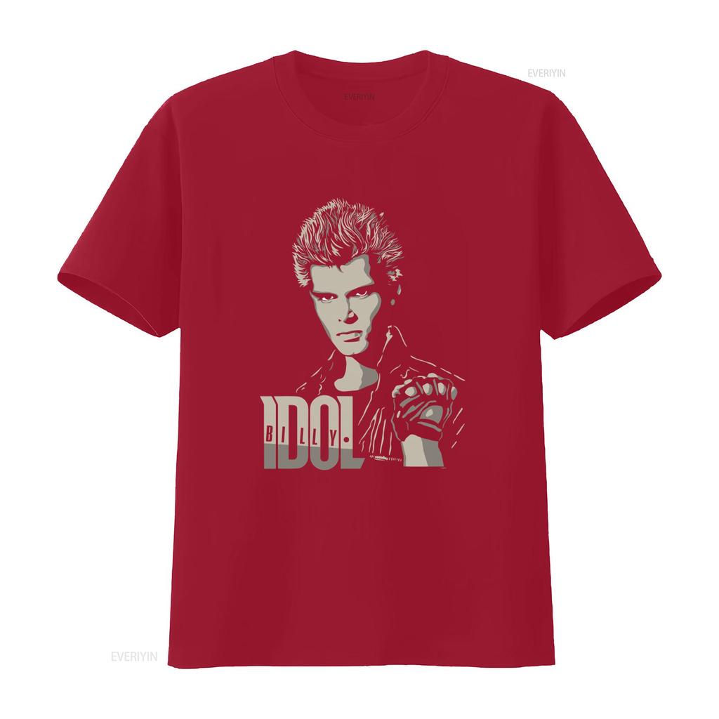 Billy Idol Print 2 Tone Black Adult T Shirt Retro Rock Style for Fans vintage Washed graphic Stylish Stretched homme Unisex