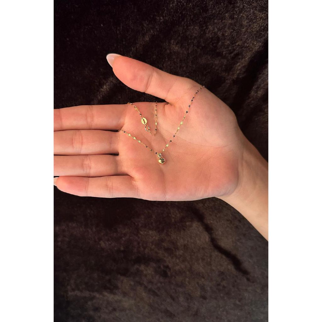 14 Carat Gold Mirrored Sparkling Chain Heart Necklace 1.35 Mm