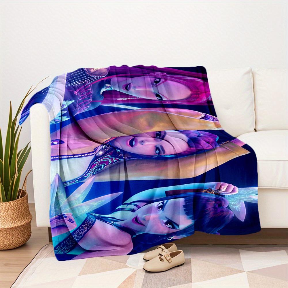 1Pc K-Pop Demon Hunters Print Flannel Blanket, High quality Digital Printing, Comfortable for All Seasons, Home DecorGifts821036