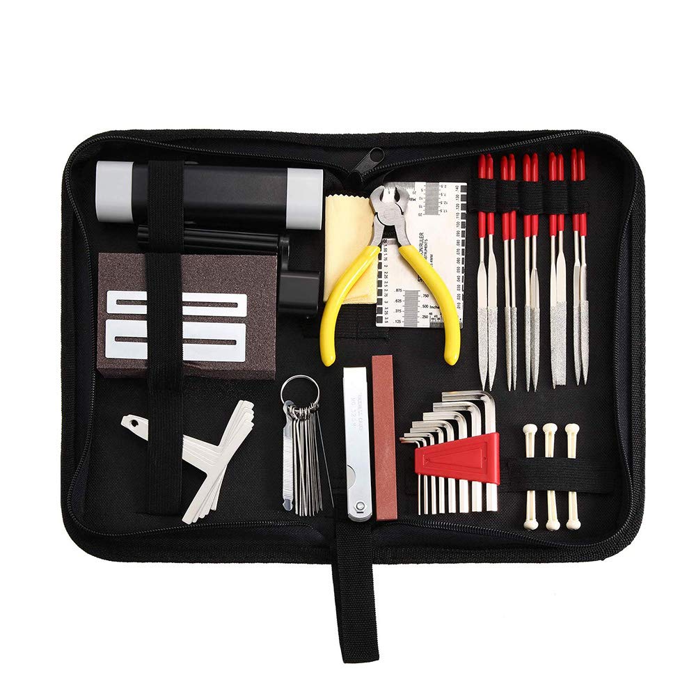 

Flushbay Guitar Maintenance Kit Repair Tools Guitar Cleaning Kit Ukulele Bass Bandjo Mandolin Maintenance Kit Hex Wrench Nut Filer Guitar Filer Strings