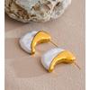 Eetit Women Simulated Pearls Moon Huggie Earrings for Women Stainless Steel Golden Statement Cast Unique Jewelry Prevent Allergy