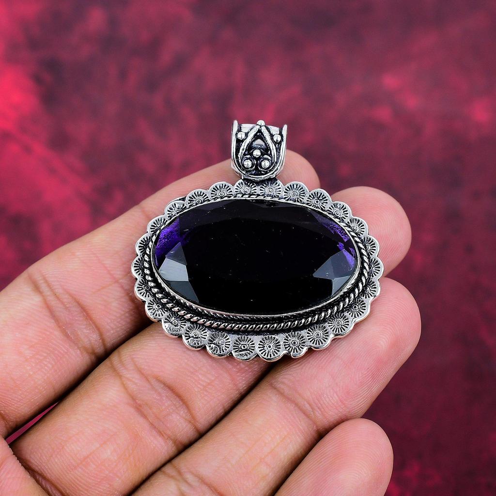 Amethyst Anhänger Edelstein Schmuck, 925 Sterling Silber Anhänger, Geschenk für Frauen handgefertigter Anhänger