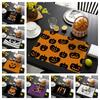 6PC Halloween Pumpkin Black Cat Placemats Festival Kitchen  Linen Dinning Table Mats Bowl Coffee Cup Pads Mats Home Decor