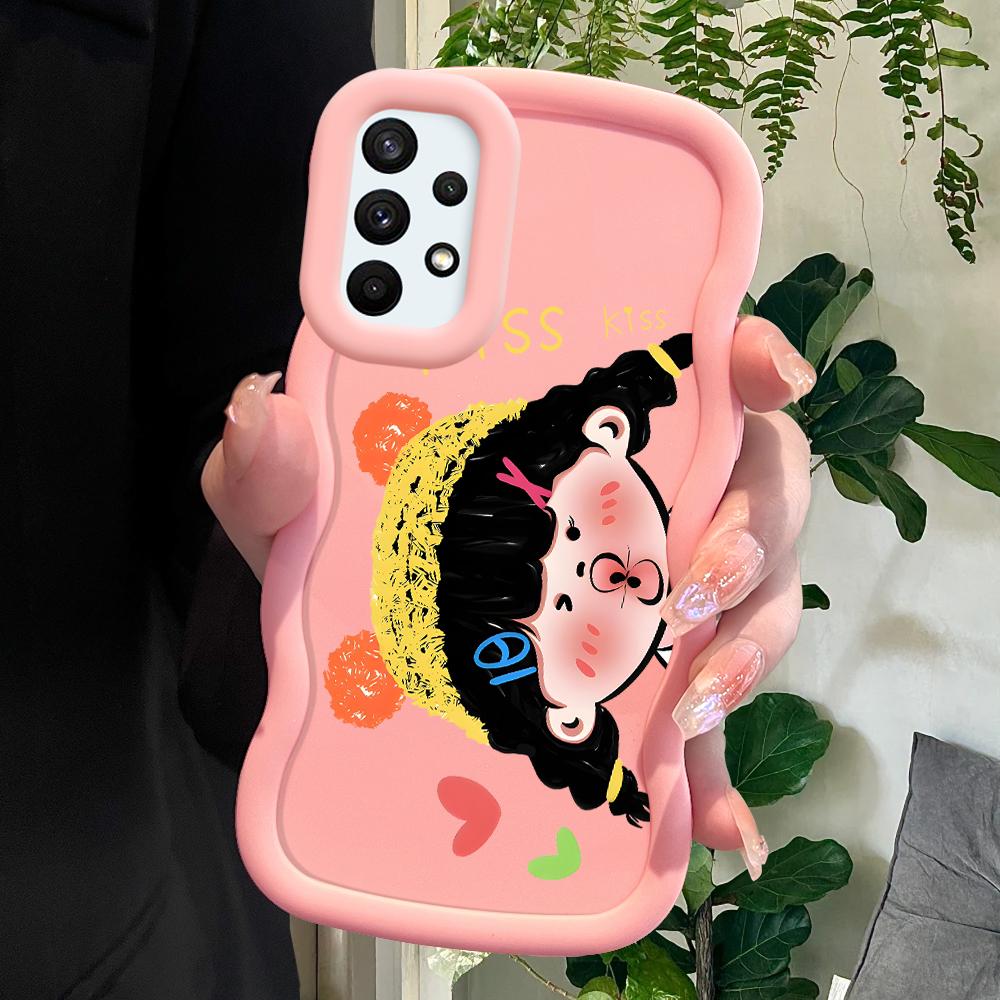 

Окрашенный узор Big Wave Edge Мягкий силиконовый материал Macaron чехол для телефона противоударный защитный резиновый чехол для Samsung Xiaomi Poco Redmi Samsung A16 розовый