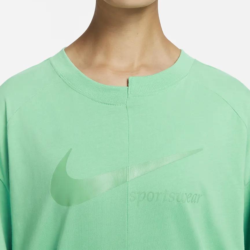 Nike T Shirts Women's Green Crew Neck Moderate Straight Fit DV8318-363