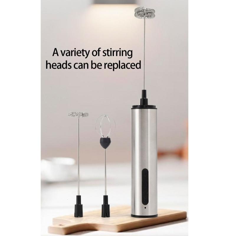 Wireless Rechargeable Electric Milk Frother 3 Speed Handheld Foam Maker Mixer for Latte Cappuccino Hot Chocolate