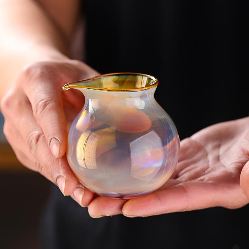 Термостойкая чаша Гун Дао из боросиликатного стекла со встроенным фильтром. Идеальный контроль соотношения чая и воды. Чаша справедливости. Современная чайная церемония. 180ml жёлтый