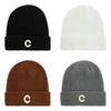 Winter Casual Knit Cap With Letter Design For Outdoor Activities Characters Included)
