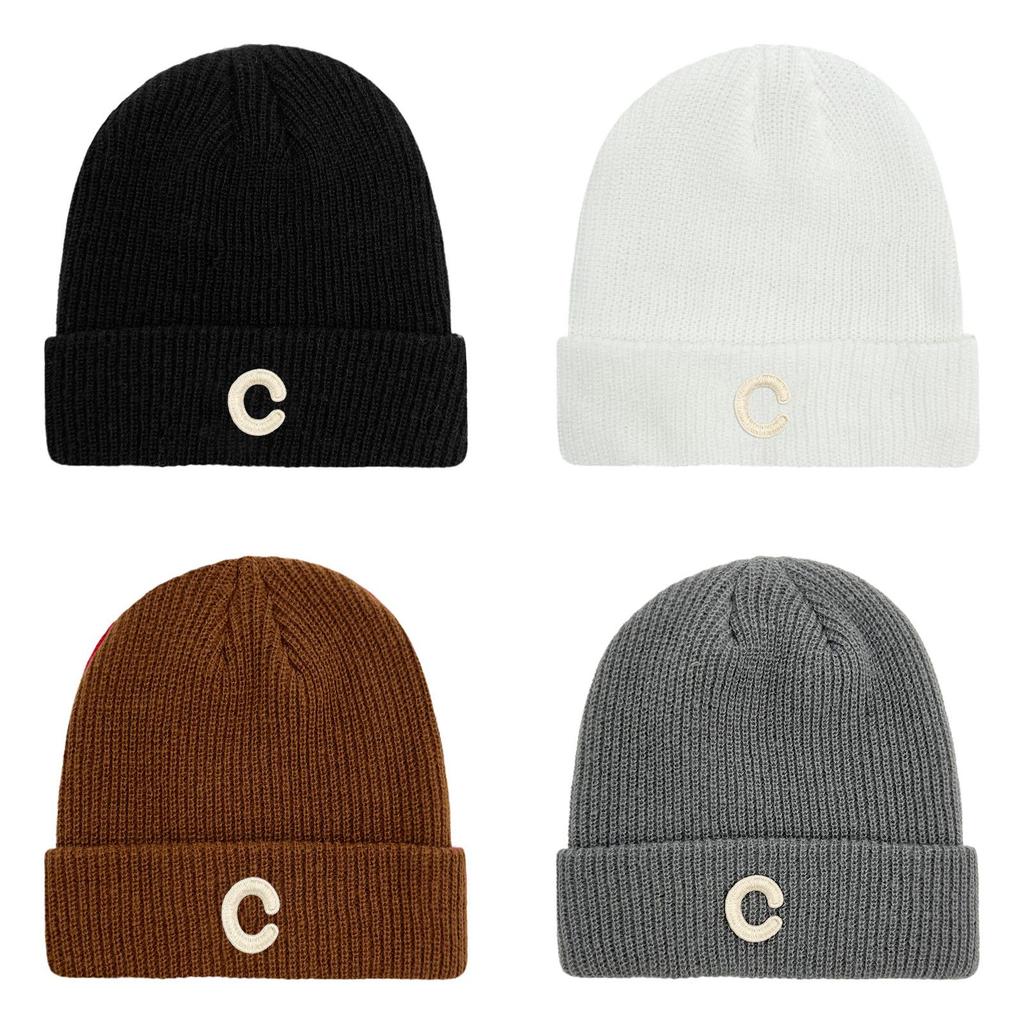 Winter Casual Knit Cap With Letter Design For Outdoor Activities Characters Included)
