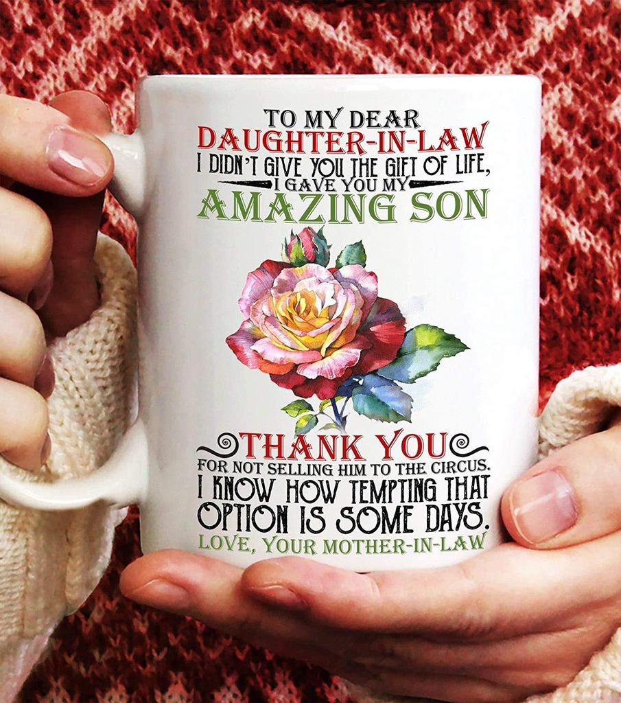 To My Dear Son-In-Law Daughter Daughter Son Ceramic Coffee Mug Water Cup English