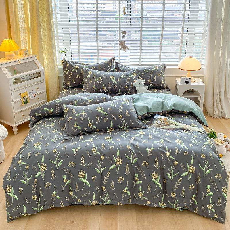 New Thickened and Ground Four-piece Set, Plant Yang Velvet Student Dormitory Three-piece Set, Bedding, Bed Sheet Quilt Cover