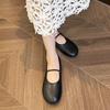 One-word leather soft-soled Mary Jane single shoes women's small heels ballet shoes small leather shoes ladyshoes
