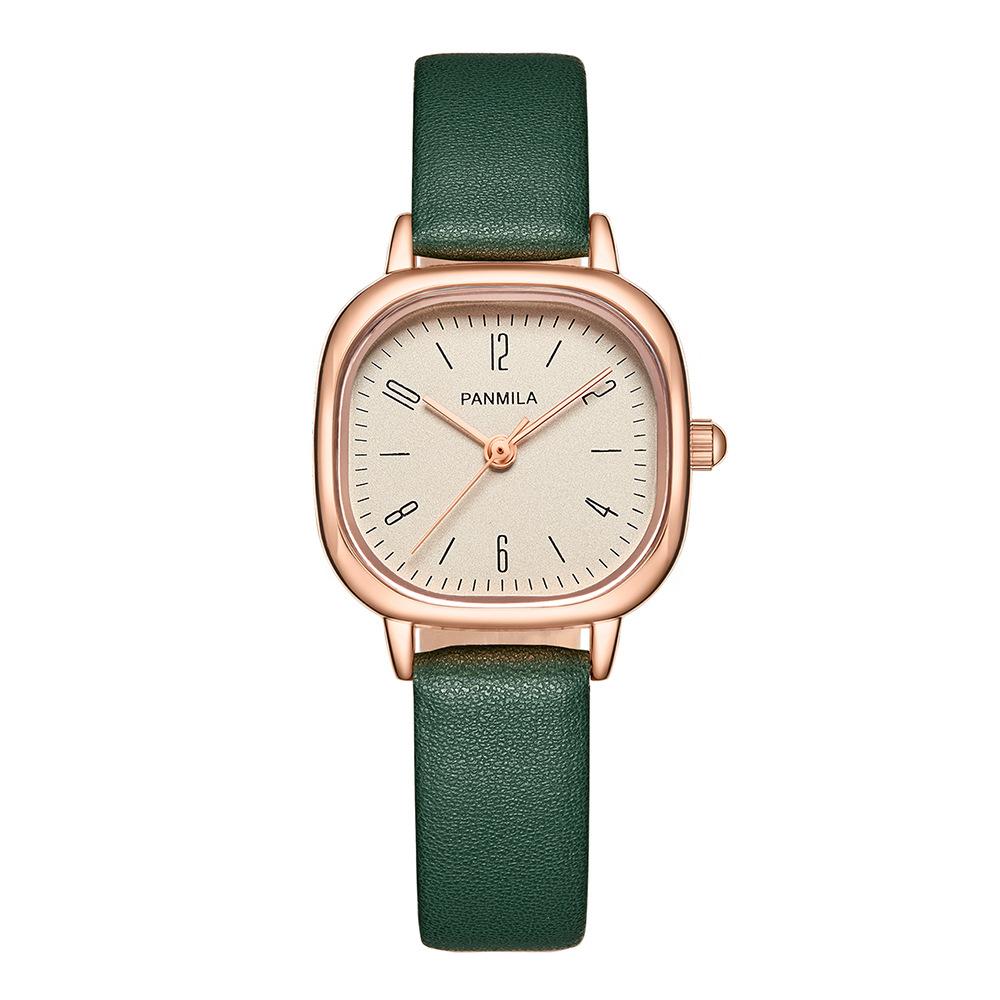 Petite montre carrée, montre femme carrée simple et tendance, montre femme à quartz tempérament avec ceinture