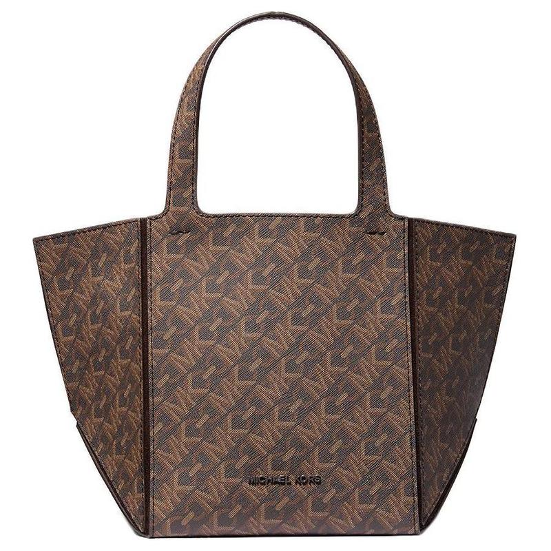 MICHAEL KORS Jordi Brand Logo Print Coated Canvas Tote Bag Tote Bag Shopping Bag Handbag Small Women Brown коричневый