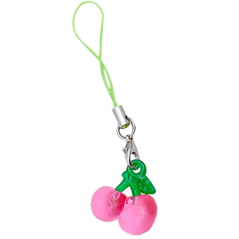 

Multi Color Phone Lanyard Fruit Shapes Pendant Wrist Strap Detachable Phone Chains Keyring Portable Accessory for Women