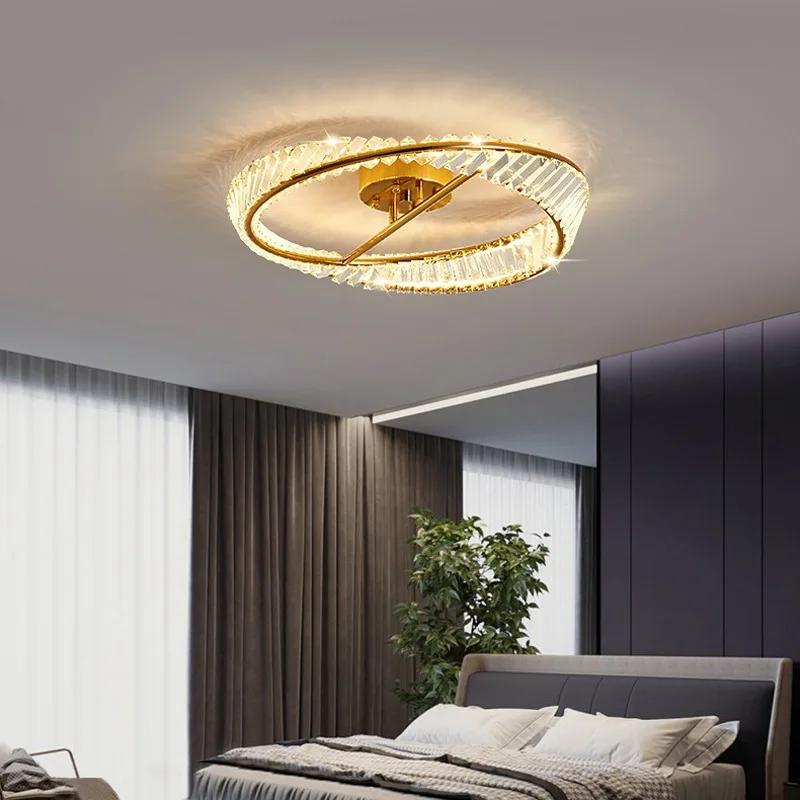 Strip Ceiling Light Crystal Rings Ceiling Lamp 3 Color Temperatures In One Gold Lighting Fixture Indoor Diamond Luster