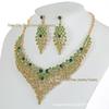 Alloy Clavicle Chain Crystal Gem Necklace & Earring Set - European & American Retro Evening Party Accessories