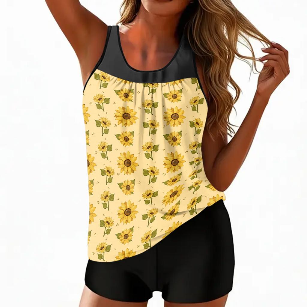 Women's Bohemian Print Split Swimsuit Sport Swimsuit