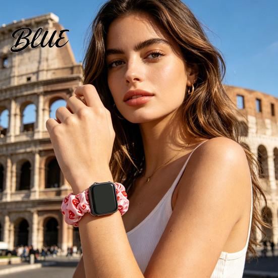 Cute Print Watch Strap Elastic Scrunchie Band Scrunch Fabric Stretchy