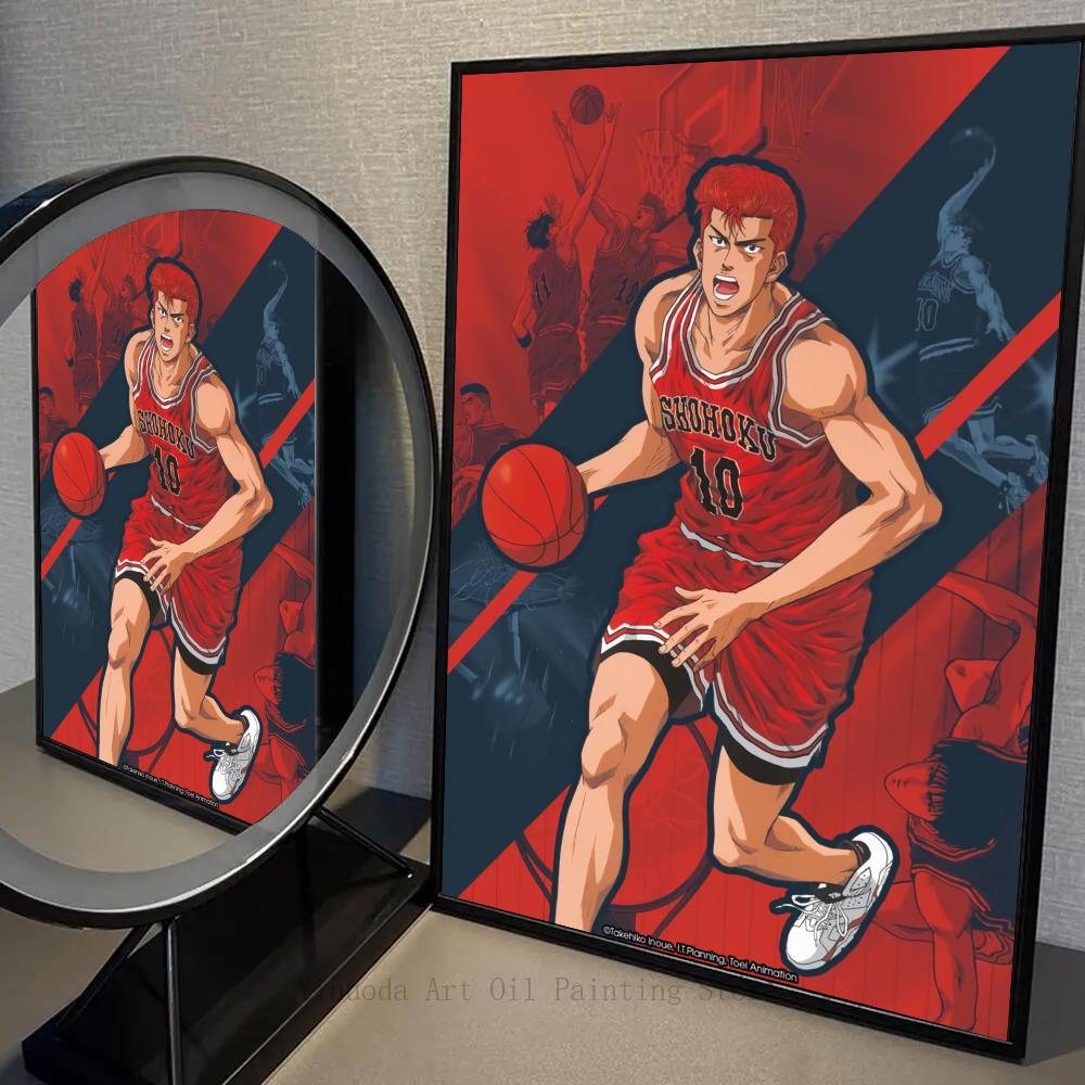 1PC Anime Slam Dunk Poster Film Vintage Japan Poster Self-adhesive Art Waterproof Paper Sticker Coffee House Bar Room Wall Decor