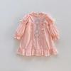 Girls Spring Cotton Princess Dress With Embroidered Lace Puff Sleeves Elegant Kids Party Gown For Little And Big Girls