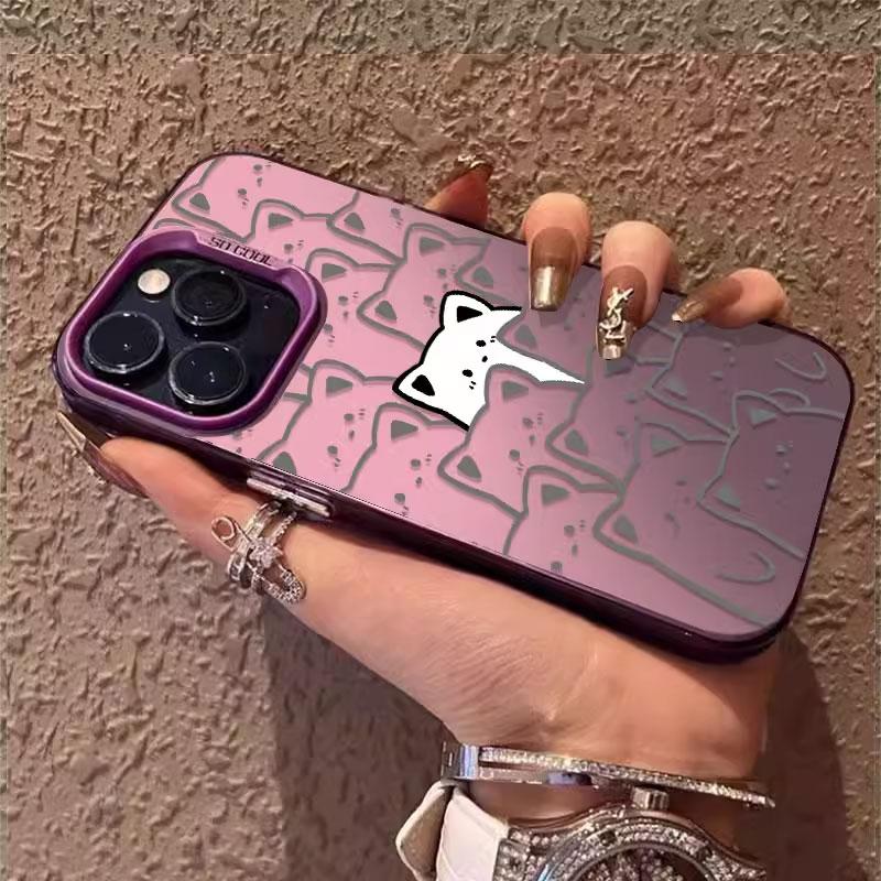 Süße Cartoon-Tier-Graffiti-Bär-Handyhülle für Samsung Galaxy S22 S23 S24 Ultra S25 S20 Plus S21 FE Linsenschutz Vergoldete Hülle