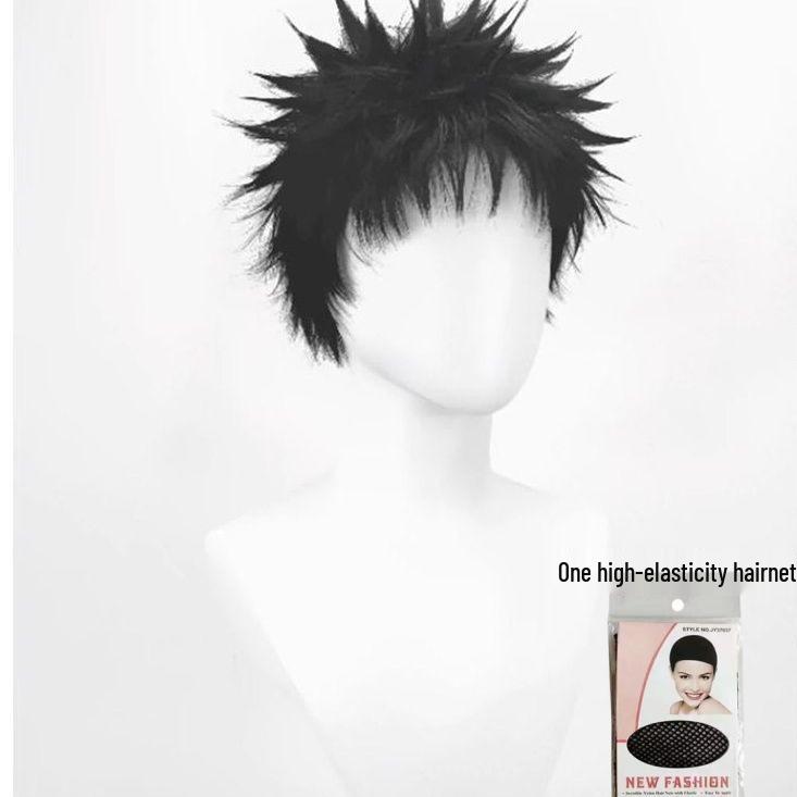 Naruto Uchiha Obito Schwarze Cosplay-Perücke - Kurz, aufgerichtetes, toupiertes Haar mit Rosennetz gray