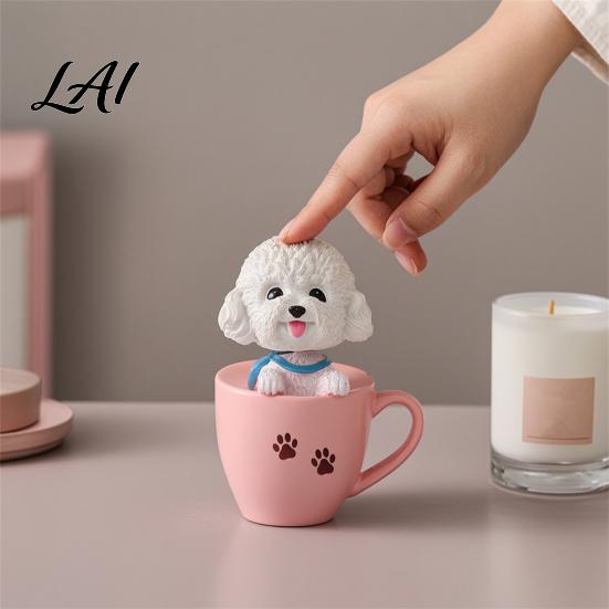 Car Aromatherapy Air Freshener Cup Shaking Head Dog Ornament Resin Teddy Schnauzer Dashboard Cute Puppy Interior Decor Decor Heat Resistant