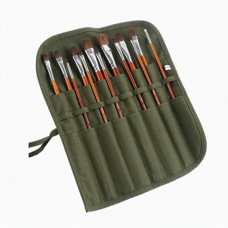 16/22 Slots Roll Up Painting Brushes Canvas Storage Bag Watercolour Calligraphy Brushes Storage Bag Pen Bag