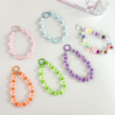 New Colorful Jelly Beaded Phone Lanyard: Anti-lost Double Buckle Wrist Strap Keychain & Bag Hanging Ornament