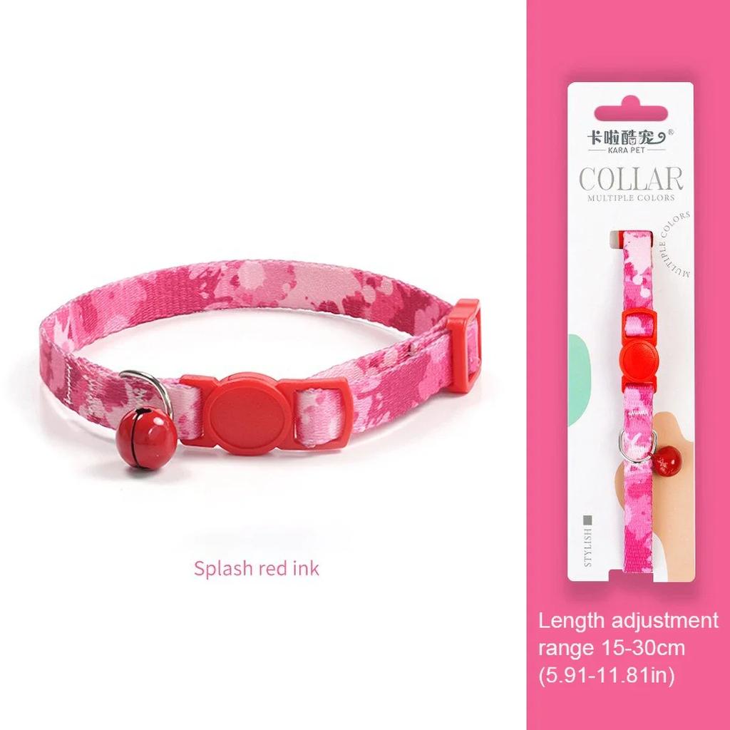 Cute Design Anti-Suffocation Cat Collar, Adjustable 15-30cm, Comfortable Fit, Decorative Bell, Secure Buckle Used for Cat Dog