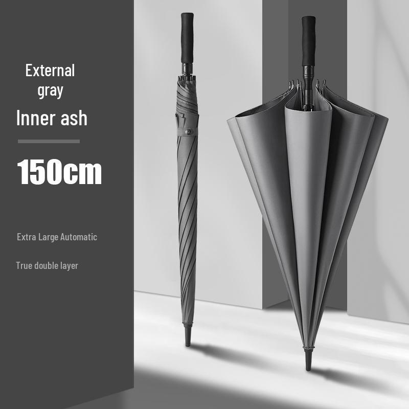 Extra Large Double Layer Automatic Umbrella for Two, Reinforced Long Handle, Stormproof and Sturdy