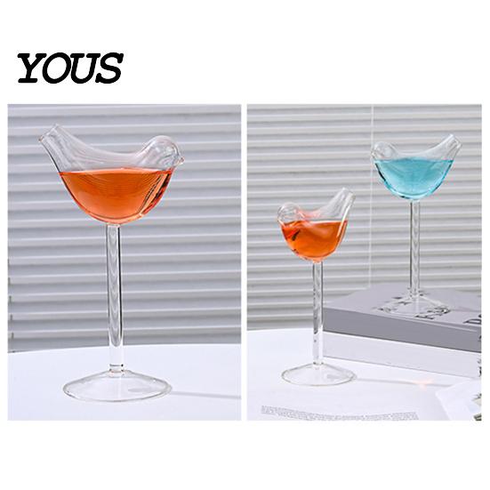 Zesílený okraj Skleněný Ptačí Koktejlový Skleněný Pohárek, 150ml Nový Tvarovaný Vinný Pohárek, Kreativní Coupe pro Barovou Párty, Dárek Ženy Milovníci