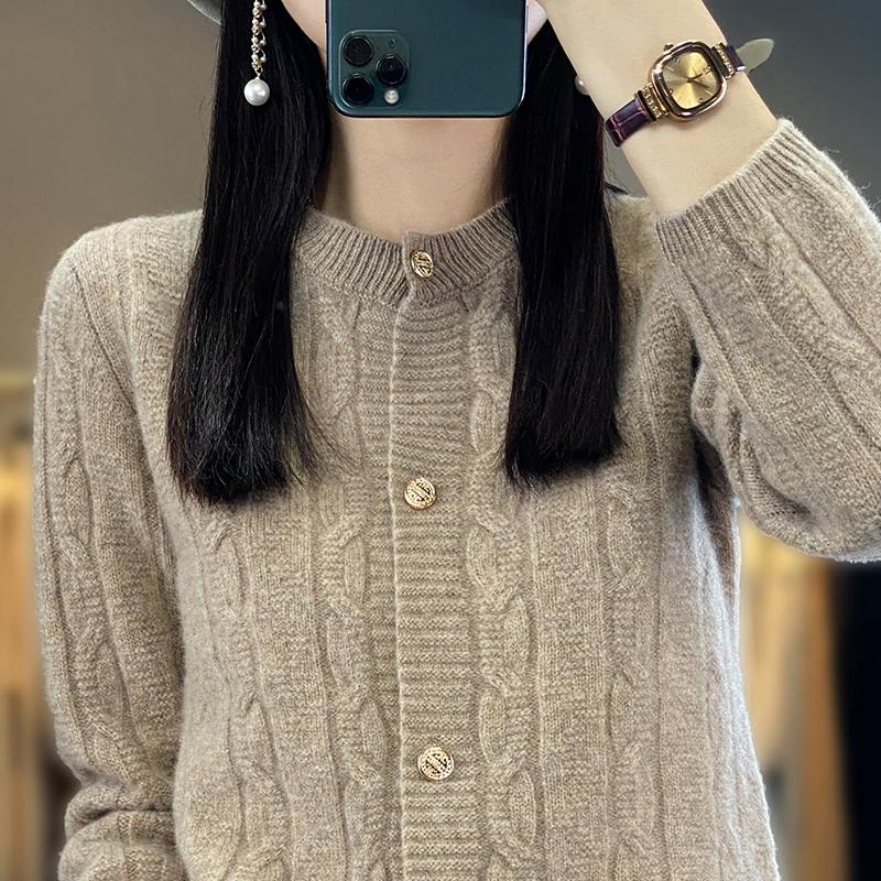 

Женский кашемировый кардиган Qinghe кашемир 30% кашемир 70% шерсть осенне-зимний кашемировый утолщенный кардиган мягкий и теплый XXL коричневый