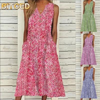 Fashion Summer Spring Sleeveless V-Neck Casual Dresses