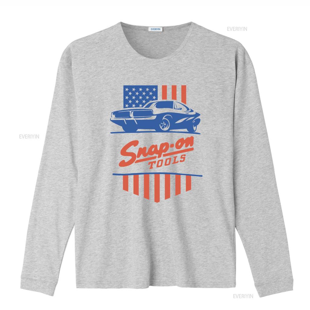 Snap On Tools T Shirt American Flag Car Print Mens vintage Washed Versatile Comfortable Casual homme Slightly graphic