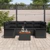 VidaXL Ensemble de Canapé de Jardin 7 Pièces avec Coussins Noir Poly Rattan 3347282